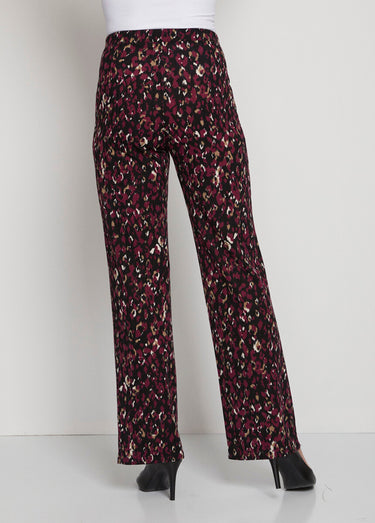 Pantalon fluide taille semi-élastiquée Imprime Prune