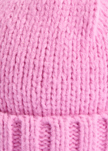Bonnet pastel en maille cotelée à revers Rose