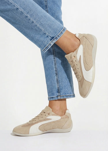 Baskets bicolores + bimatières à lacets Taupe