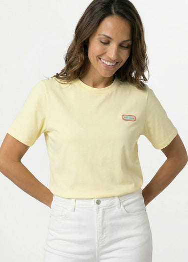 T-shirt manches courtes patch Good Vibes Jaune
