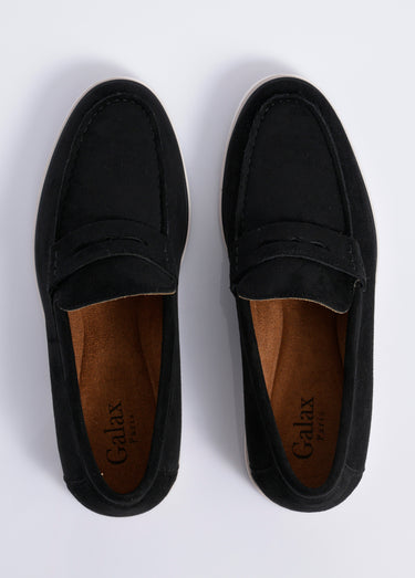 Mocassins en suédine, semelle contrastée Noir