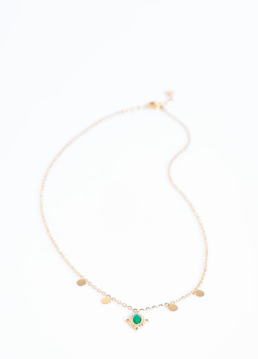 Collier pendentif pierre acier inoxydable Dore