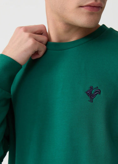 Sweat shirt en molleton avec col rond Vert Sapin