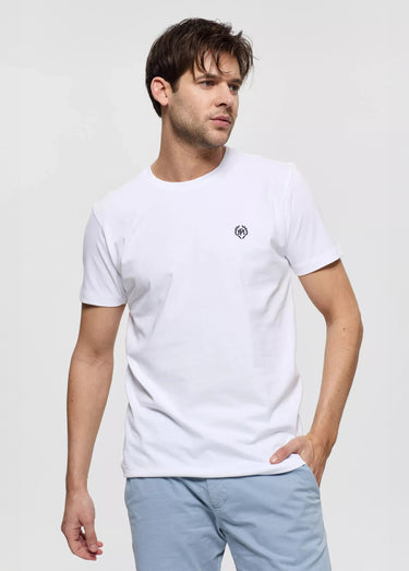 T-shirt col rond essentiel, logo poitrine Blanc