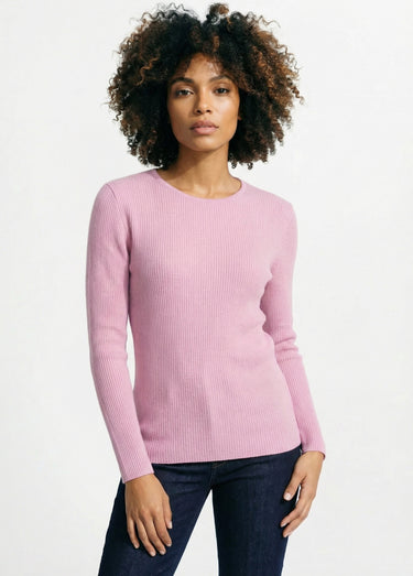 Pull chaud col rond laine mérinos Rose