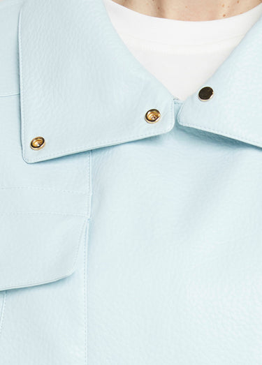 Blouson style vintage en simili cuir Bleu Ciel