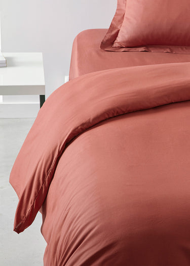Housse de couette coton uni Terracotta