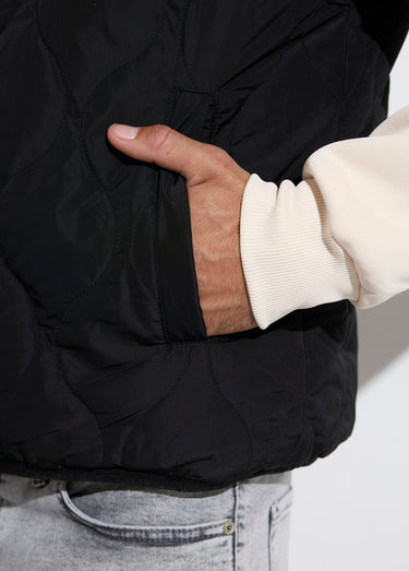 Veste sans manches casual réversible Beige/Noir