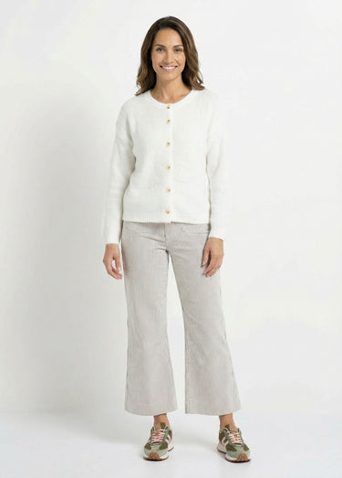 Gilet col rond en maille avec laine Blanc