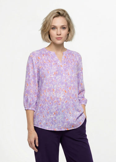 Tunique ample longue imprimée manches 3/4 Imprime Violet
