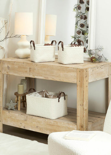 Paniers rangement bouclette, avec anses Blanc bouclette