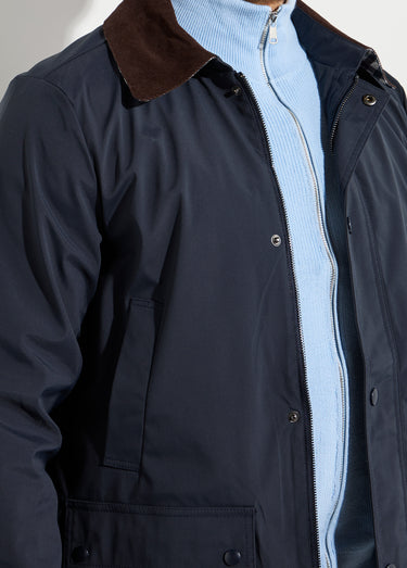 Veste déperlante avec col en velours Marine