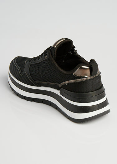 Sneakers compensées en mesh type joggers Noir