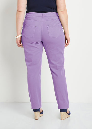Pantalon droit coton stretch 5 poches Violet