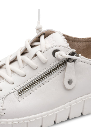 Baskets monochromes avec lacets et zip Blanc