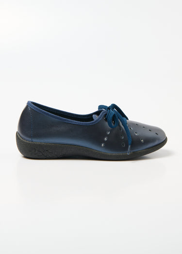 Derbies compensées à lacets cuir largeur confort Marine Nacre