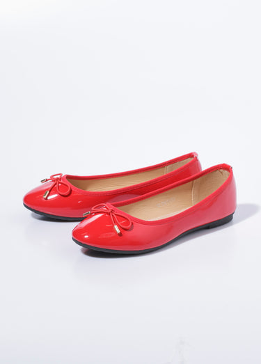 Ballerines plates vernies petit nœud Vernis Rouge