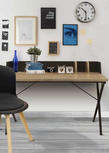 Bureau épuré, en métal et bois 2 tons 2N Noir