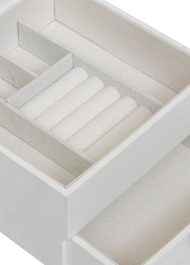 Boite à bijoux vitrée en bois et métal Blanc
