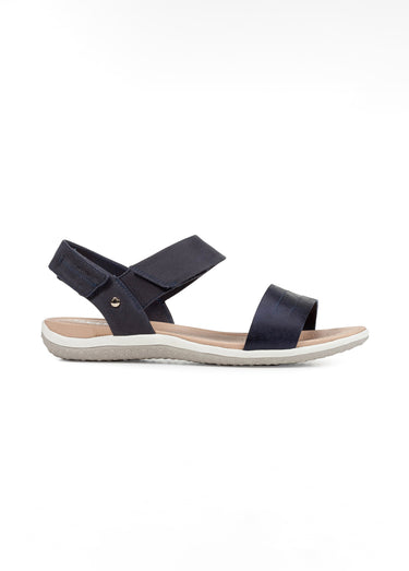 Sandales en cuir brides à scratch Jeans Fonce