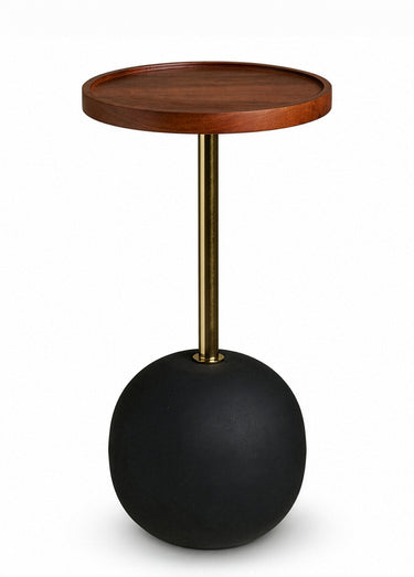 Table d'appoint métal et bois SIRONE Naturel / Noir