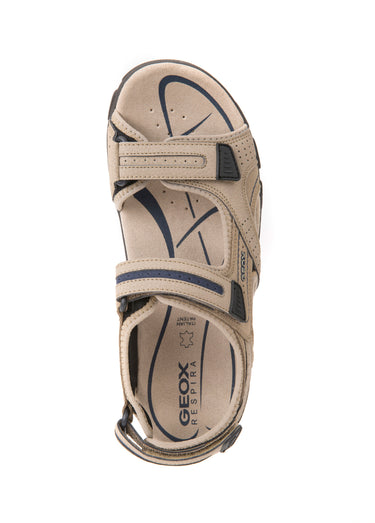 Sandales sportwear perforées à scratchs Sable/Marine