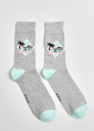 Paire de chaussettes licence Miami Vice Gris/Turquoise