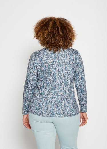 Sous-pull maille chinée extensible Bleu / Gris