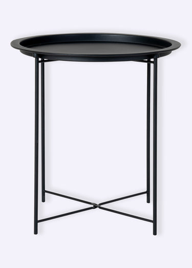 Petite table d’appoint ronde en acier Noir