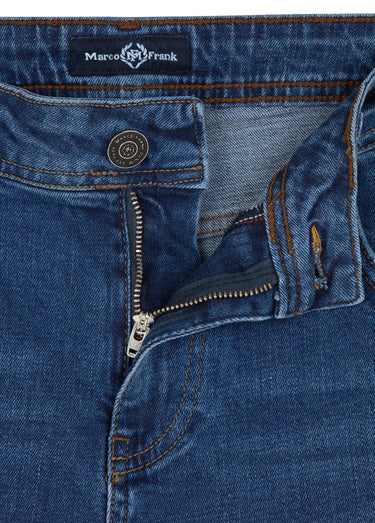 Jean 5 poches en denim, coupe fittée Bleu Denin