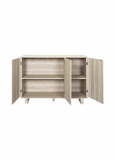 Buffet 3 portes effet pierre  travertin Blanc/Beige
