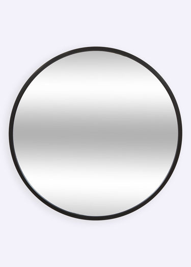 Miroir rond, contour fin aluminium Noir