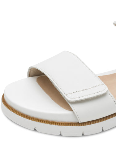 Sandales compensées scratchées en cuir Blanc