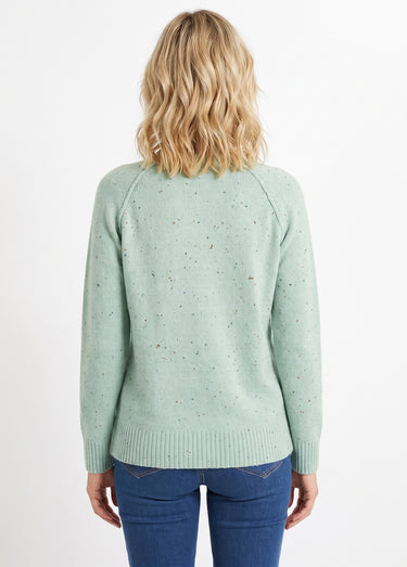 Pull chaud raglan col montant moucheté Vert