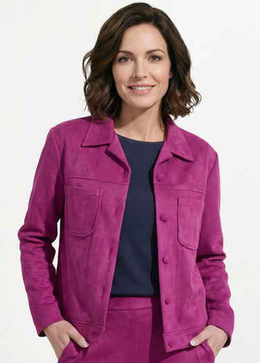 Blouson boutonné tissu suédé col cranté Cassis
