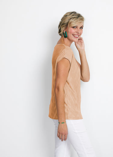 Top court plissé satiné Beige