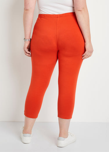 Legging court coton taille élastiquée Orange