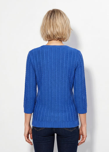 Pull col bateau manches 3/4 Bleu