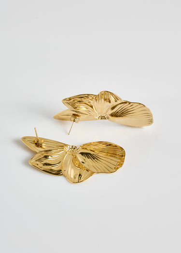 Boucles d'oreilles inox demi fleurs Dore