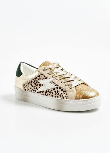 Baskets en métallisé et léopard à lacets Leopard