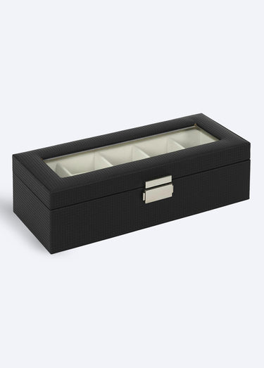 Boîte de rangement simili cuir 5 montres Noir