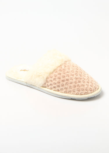 Chaussons mules velours et fourrure Rose