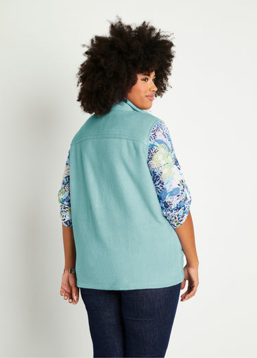 Blouson zippé sans manches polaire Vert Menthe