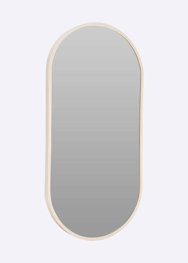 Miroir ovale avec contour fin en métal Beige