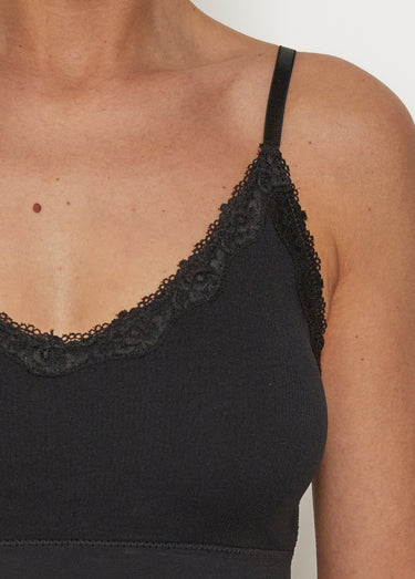 Brassière sans coutures, bord dentelle Noir