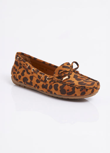 Mocassins en suédine avec œillets métal Leopard