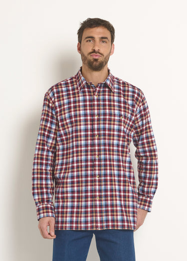 Chemise à carreaux en flanelle chaude Carreaux Bordeaux