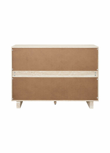 Buffet 3 portes effet pierre  travertin Blanc/Beige