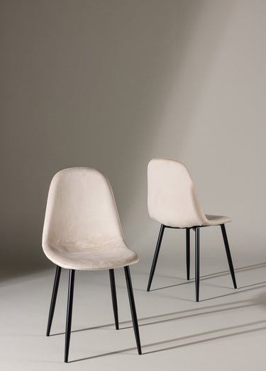 Chaises assise velours et pieds acier Beige