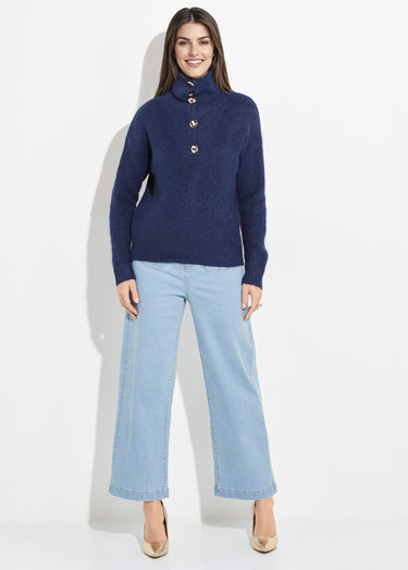 Pull camionneur avec laine + boutons métal Marine